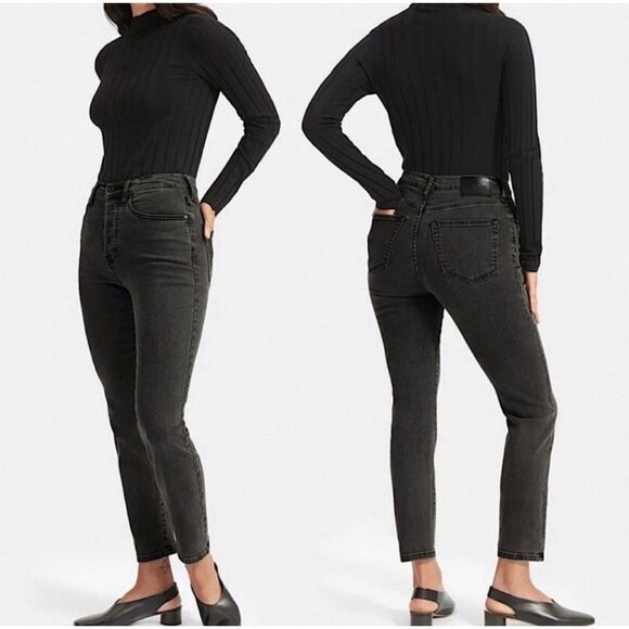 Everlane High Rise Slim Straight Jean 27 Ankle Washed Black - Picture 1 of 8